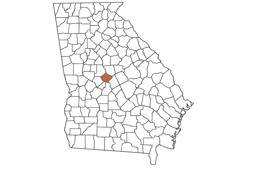Bibb County Georgia jobs map highlighting Bibb County