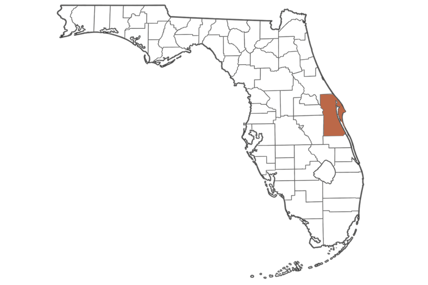 Brevard County Florida jobs map highlighting Brevard County