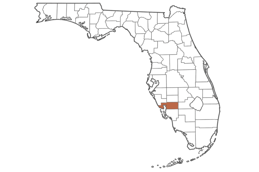 Charlotte County Florida jobs map highlighting Charlotte County