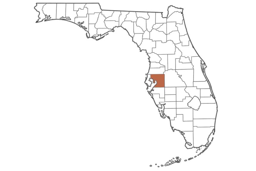 Hillsborough County Florida jobs map highlighting Hillsborough County