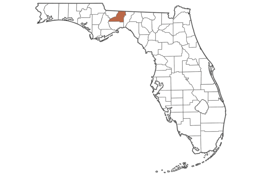 Leon County Florida jobs map highlighting Leon County