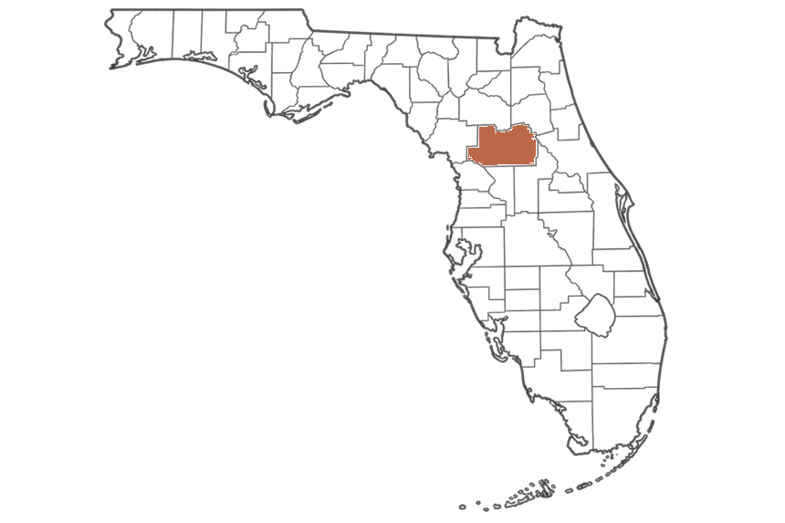Marion County Florida jobs map highlighting Marion County