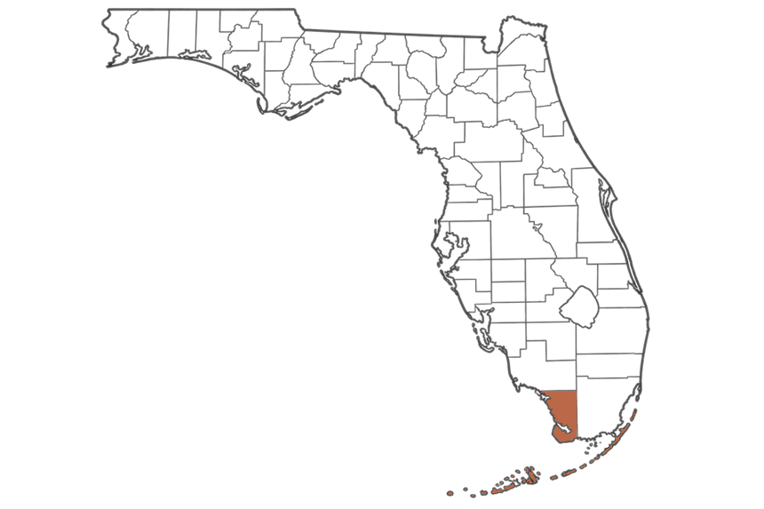 Monroe County Florida jobs map highlighting Monroe County