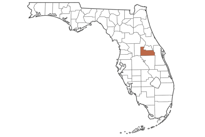 Orange County Florida jobs map highlighting Orange County