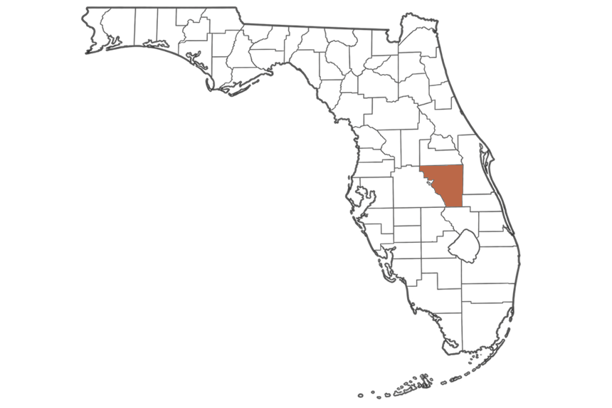 Osceola County Florida jobs map highlighting Osceola County