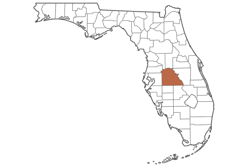 Polk County Florida jobs map highlighting Polk County