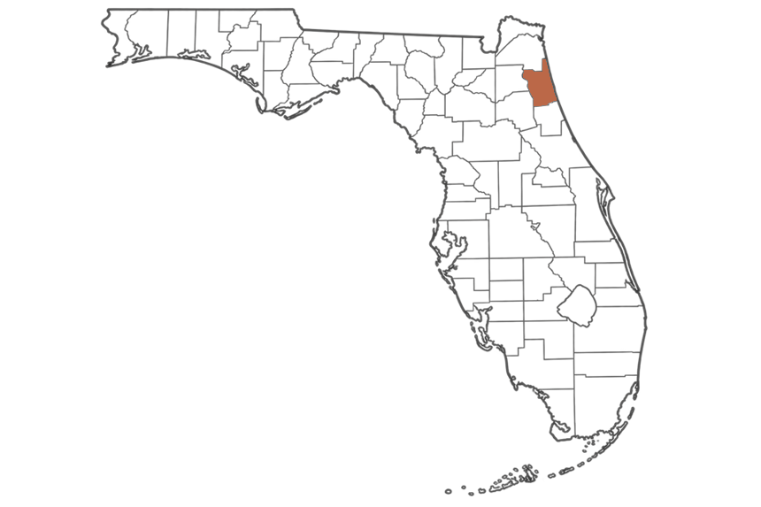 St. Johns County Florida jobs map highlighting St. Johns County