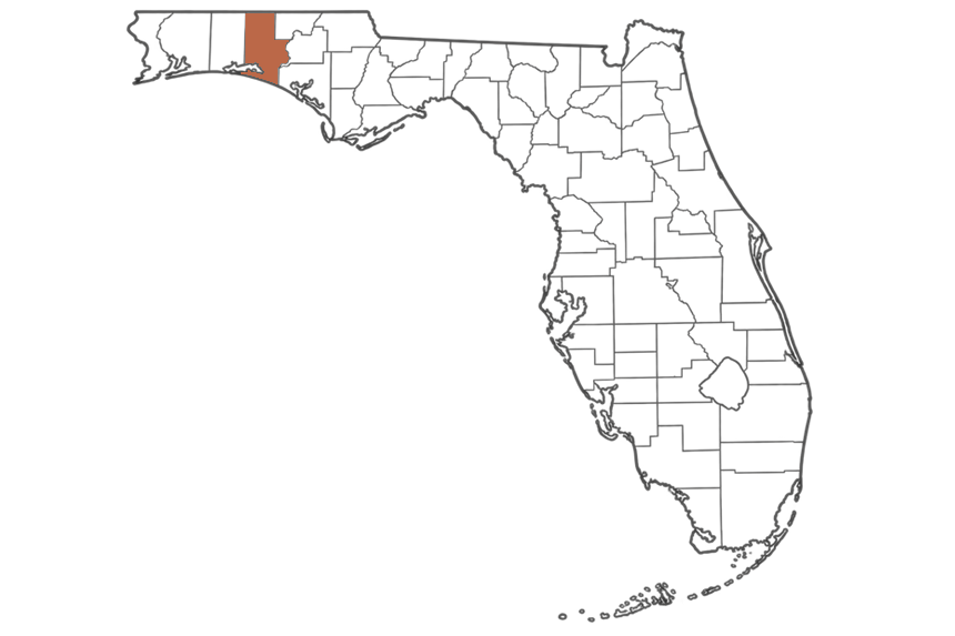 Walton County Florida jobs map highlighting Walton County