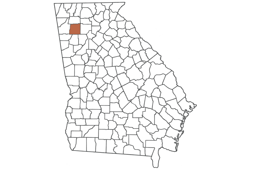 Bartow County Georgia jobs map highlighting Bartow County
