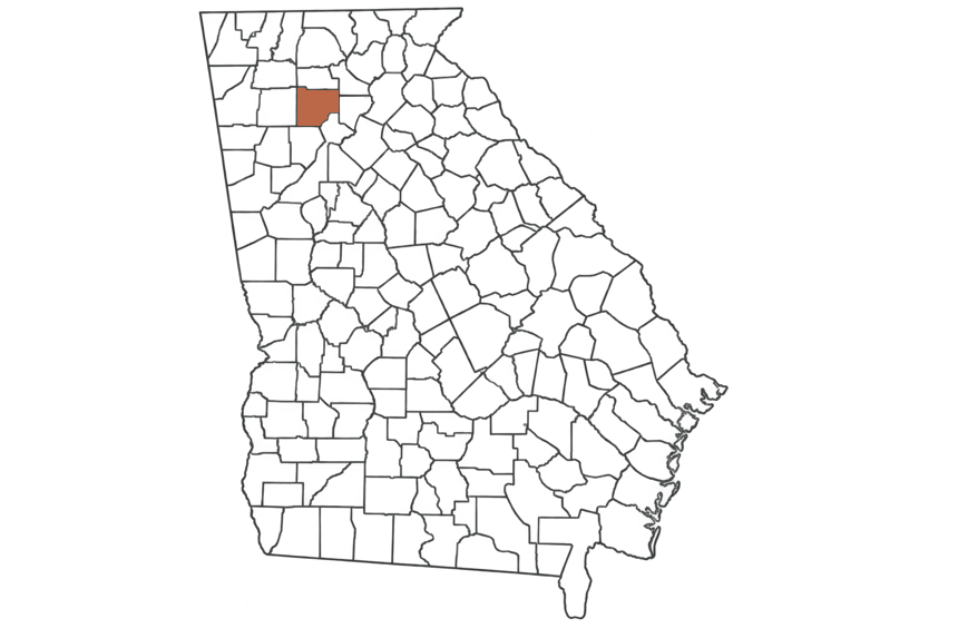 Cherokee County Georgia jobs map highlighting Cherokee County