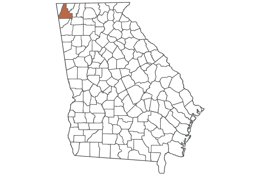 Walker County Georgia jobs map highlighting Walker County