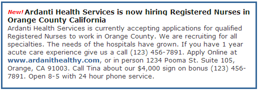 An example job listing